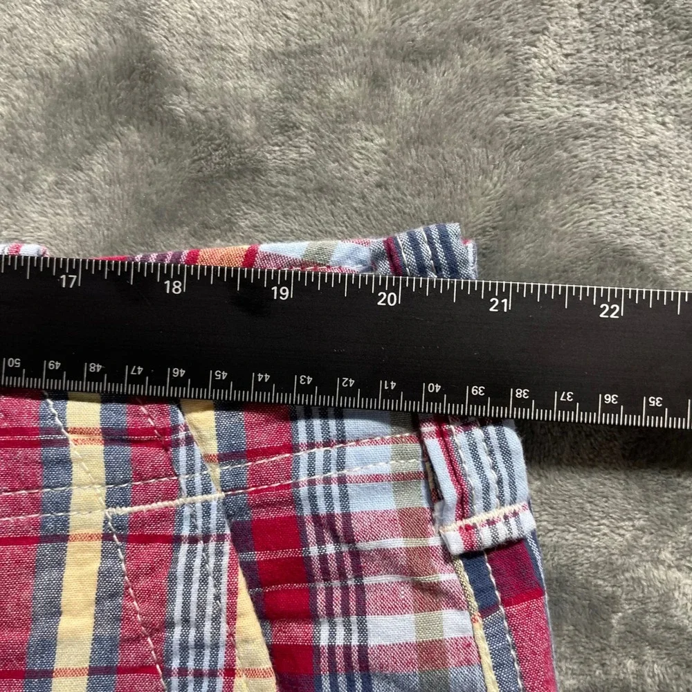 Polo Jeans Co Ralph Lauren Cargo Shorts Mens 40 Plaid Red Blue Cotton